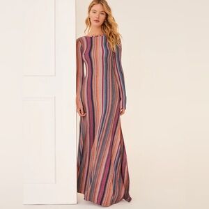 Something Navy Lurex Striped Reversible Dress in Rainbow